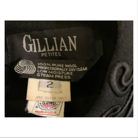 GILLIAN Stunning Black Suit 100% Wool Jacket/blazer & skirt vintage Size 2 - Picture 5 of 11